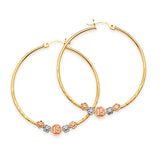 Flower Hoop Earrings in 14K Tri-Color Gold