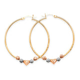 Heart Hoop Earrings in 14K Tri-Color Gold