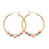 Heart Hoop Earrings in 14K Tri-Color Gold