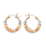 Heart Hoop Earrings in 14K Tri-Color Gold