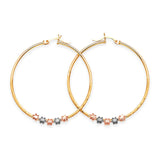 Flower Hoop Earrings in 14K Tri-Color Gold