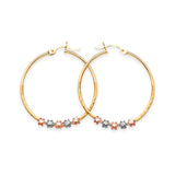 Flower Hoop Earrings in 14K Tri-Color Gold