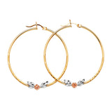 Flower Hoop Earrings in 14K Tri-Color Gold