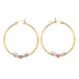 Flower Hoop Earrings in 14K Tri-Color Gold