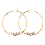 Heart Hoop Earrings in 14K Tri-Color Gold