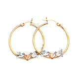 Heart Hoop Earrings in 14K Tri-Color Gold