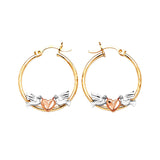 Heart Hoop Earrings in 14K Tri-Color Gold