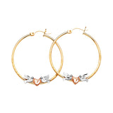 Heart Hoop Earrings in 14K Tri-Color Gold