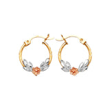 Flower Hoop Earrings in 14K Tri-Color Gold