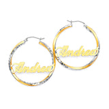 Personalized Hoop Earrings in 14K Two-Tone Gold