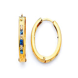 Huggie Earrings with Blue & White CZ in 14K Gold