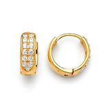 Huggie Earrings with White CZ in 14K Gold