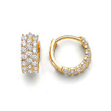 Huggie Earrings with White CZ in 14K Gold