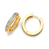 Huggie Earrings with White CZ in 14K Gold