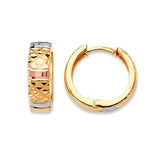 Huggie Earrings in 14K Tri-Color Gold