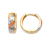 Huggie Earrings in 14K Tri-Color Gold