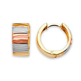 Huggie Earrings in 14K Tri-Color Gold