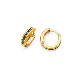 Huggie Earrings with Black CZ in 14K Gold