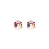 Solitaire Stud Earrings with Pink CZ in 14K Gold and Butterfly Backing