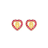 Guadalupe Stud Earrings with Red CZ in 14K Gold and Screw Backing