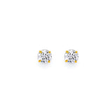 Solitaire Stud Earrings with White CZ in 14K Gold