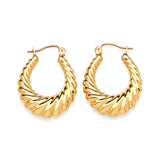 Scallop Hoop Earrings in 14K Gold