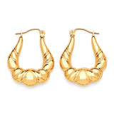 Scallop Hoop Earrings in 14K Gold