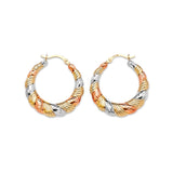 Scallop Hoop Earrings in 14K Tri-Color Gold