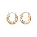 Scallop Hoop Earrings in 14K Tri-Color Gold