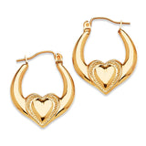 Heart Scallop Hoop Earrings in 14K Gold