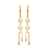 Drop Earrings with White CZ in 14K Gold