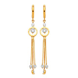 Tassel Earrings with White CZ in 14K Gold