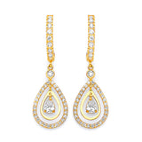 Drop Earrings with White CZ in 14K Gold