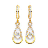 Drop Earrings with White CZ in 14K Gold