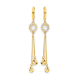 Tassel Earrings with White CZ in 14K Gold