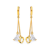 Tassel Earrings with White CZ in 14K Gold