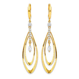 Drop Earrings with White CZ in 14K Gold