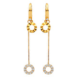 Drop Earrings with White CZ in 14K Gold