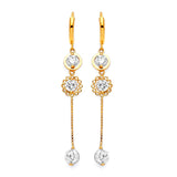 Drop Earrings with White CZ in 14K Gold