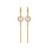 Tassel Earrings with White CZ in 14K Gold