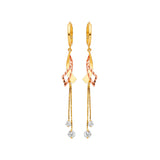 Tassel Earrings with White CZ in 14K Two-Tone Gold