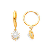 Drop Earrings with Pearl in 14K Gold