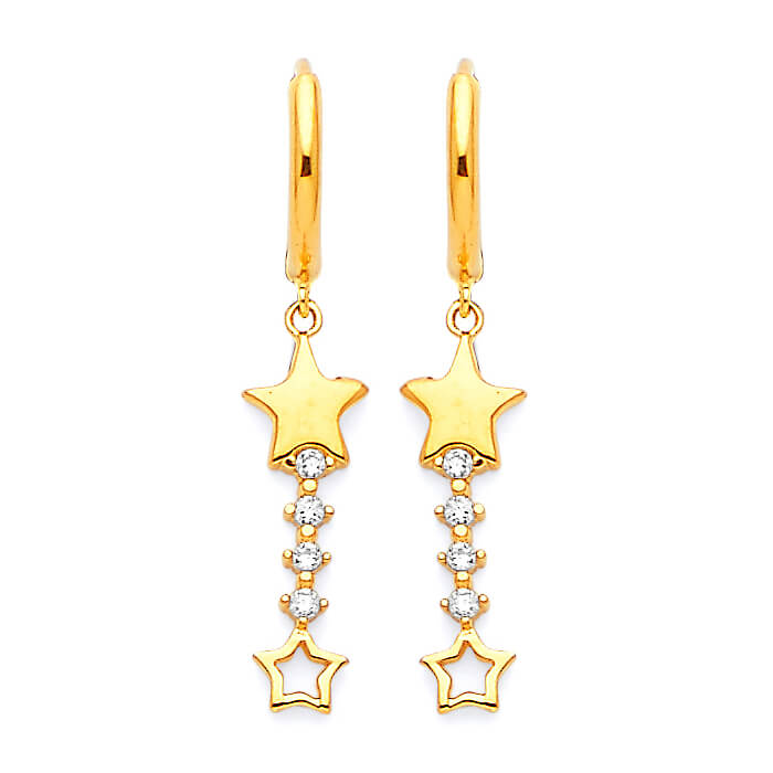 14K CZ Star 2024 dangling earrings