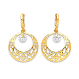 Drop Earrings with White CZ in 14K Gold