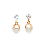 Dangling Earrings with Pearl in 14K Gold and Butterfly Backing