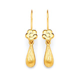 Flower Teardrop Earrings in 14K Gold