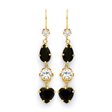 Drop Earrings with Black & White CZ in 14K Gold