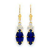 Drop Earrings with Blue & White CZ in 14K Gold