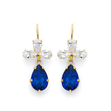 Drop Earrings with Blue & White CZ in 14K Gold