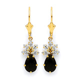 Drop Earrings with Black & White CZ in 14K Gold